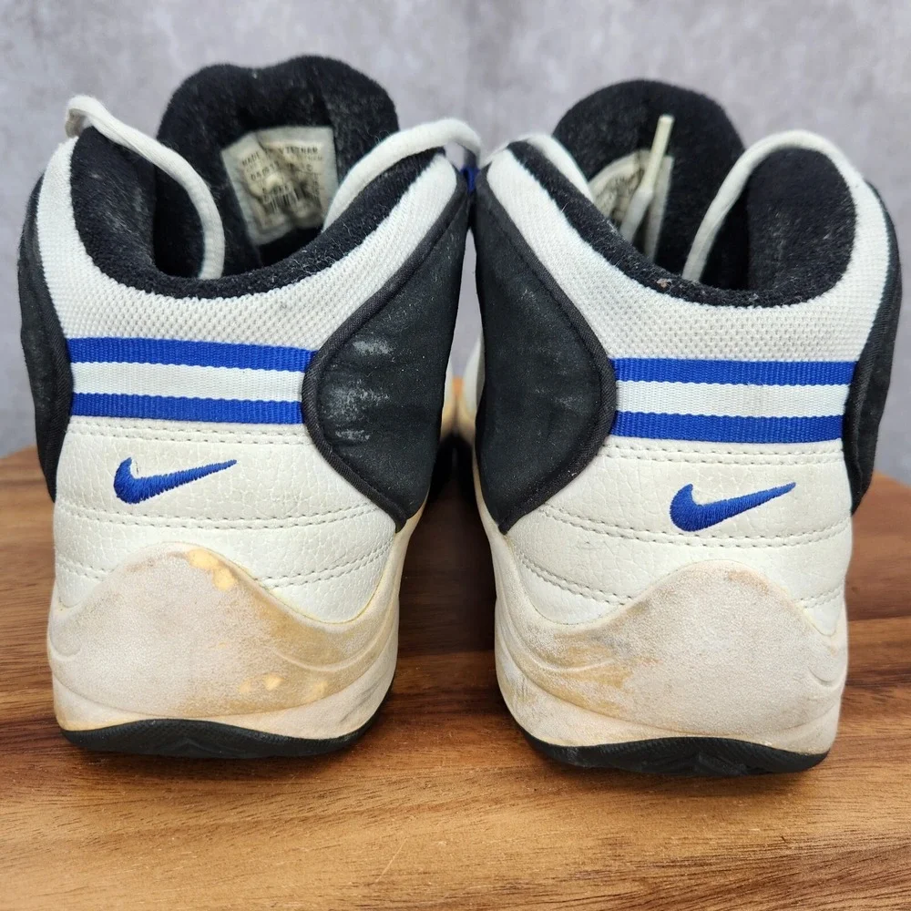 Vtg Nike Retro Basketball Shoes Mens 8 White Blue Leather‎ Sneakers 307686-142